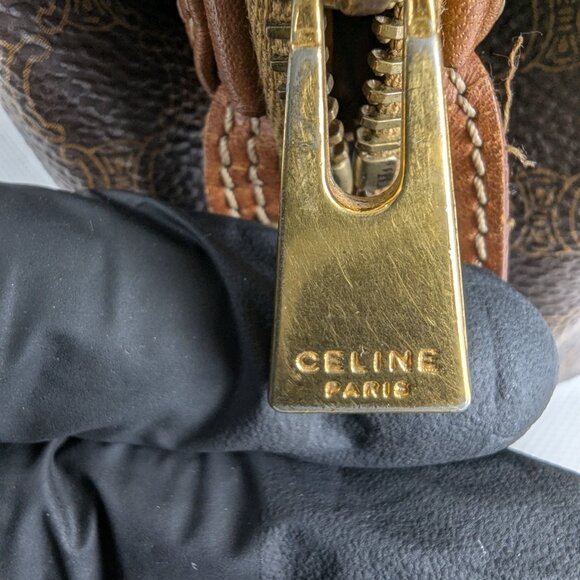 Authentic Celine Macadam Vintage Clutch Bag Brown Beige Pouch Made in Italy - Picture 10 of 12